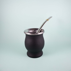 Mate Acero Curvo - Negro + Bombilla - comprar online